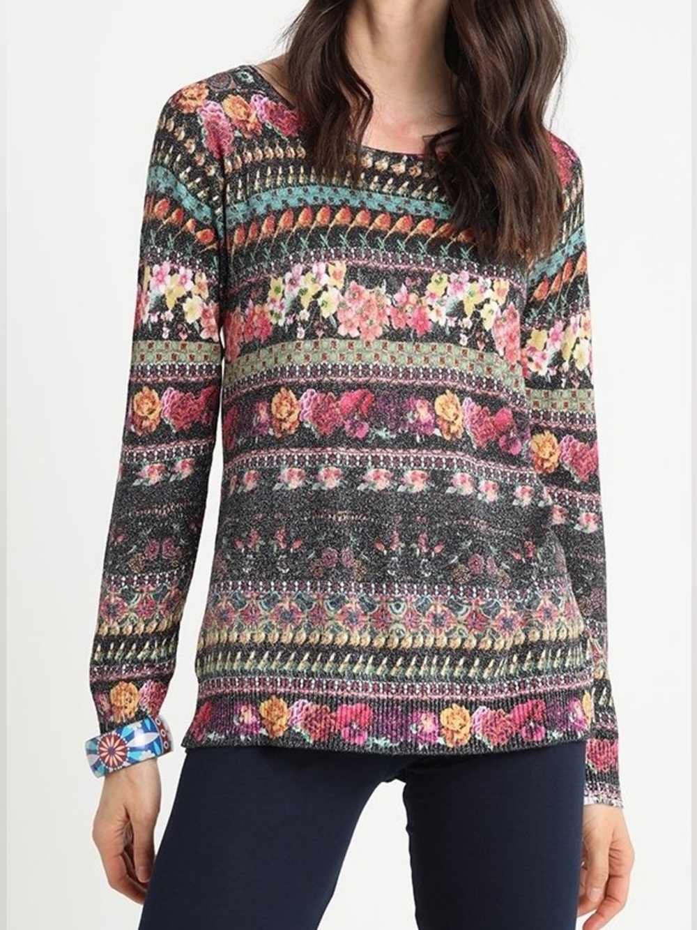 Desigual Cameron Pullover Shimmering Floral Sweater